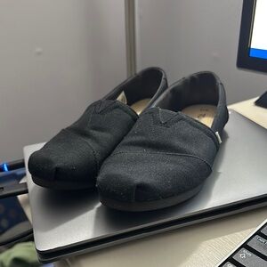 TOMS Black Canvas Slip-On Shoes